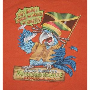 2005 Jimmy Buffet's Margaritaville Jamaica W.I. Graphic Tee T-Shirt Parrot Head